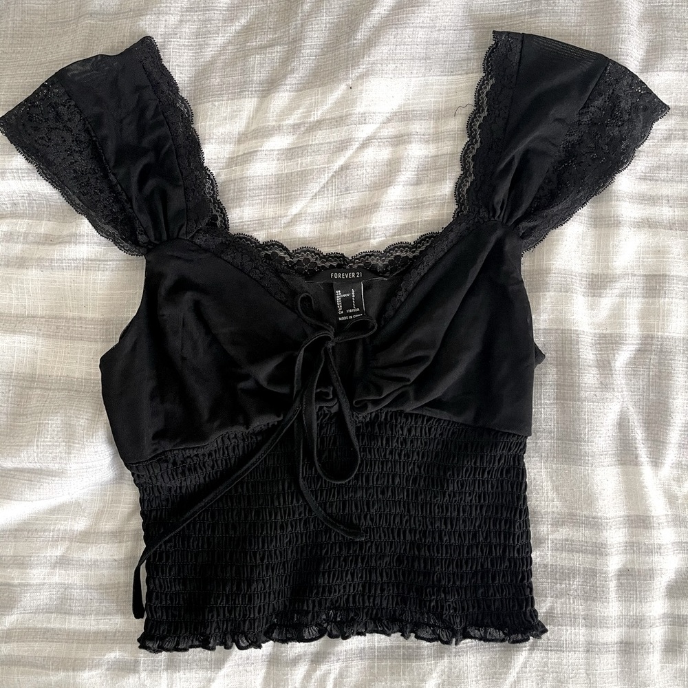 Black mesh crop top